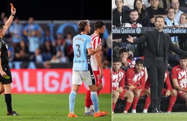 El tremendo enfado de Simeone con el árbitro por la expulsión de Lenglet: «Sos un caradura»